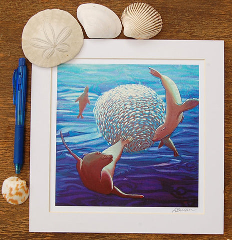 sea lion bait ball art print