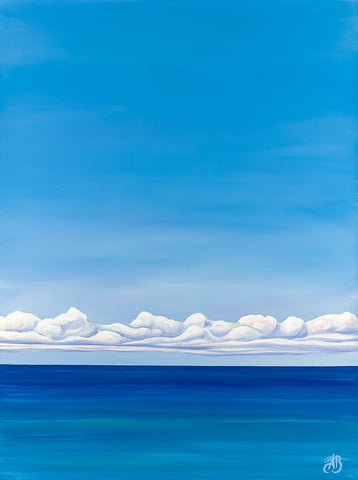 minimalist blue ocean painting statement