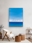 original painting of simple horizon clouds and ocean