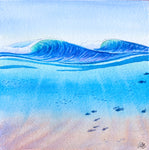 watercolor ocean art waves underwater