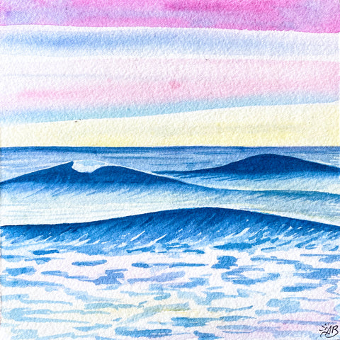 steamer lane surf art watercolor wave painting