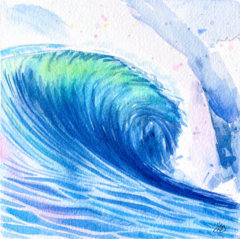 watercolor surf art santa cruz california