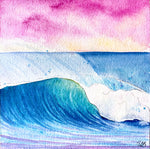 watercolor surf art wave painting