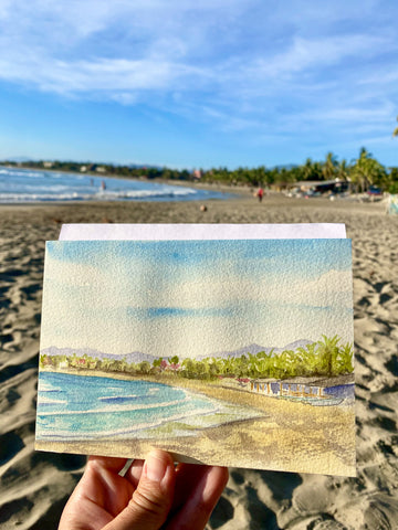 la saladita beach watercolor painting