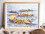 "Sea Otter Raft" Original Watercolor Painting