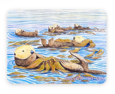 sea otter raft art sticker