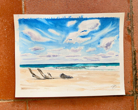 guasacate beach popoyo nicaragua watercolor painting