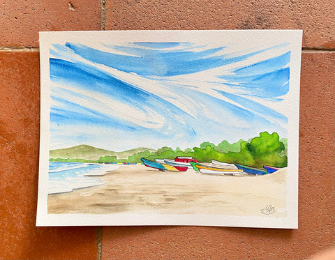 el astillero nicaragua boats watercolor painting