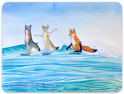 surfing foxes sticker