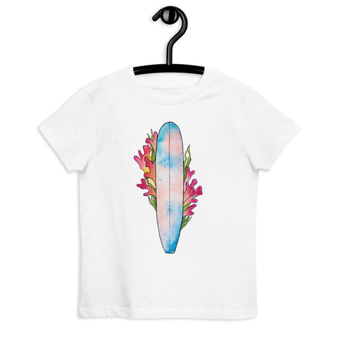coral surfboard organic kids shirt