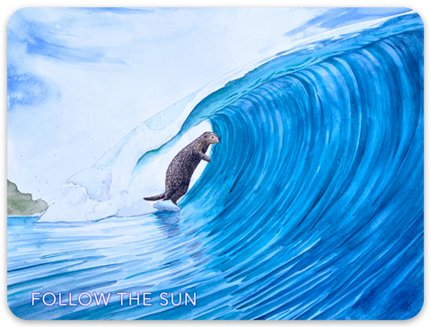 surfing sea otter sticker