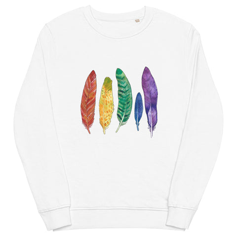 Rainbow Feathers organic sweatshirt