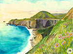 bixby bridge big sur watercolor painting