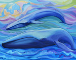 blue whale acrylic painting follow the sun art