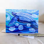 leatherback sea turtle gift art greeting note card