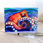 octopus art greeting note card