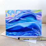 blue whale ocean greeting note card