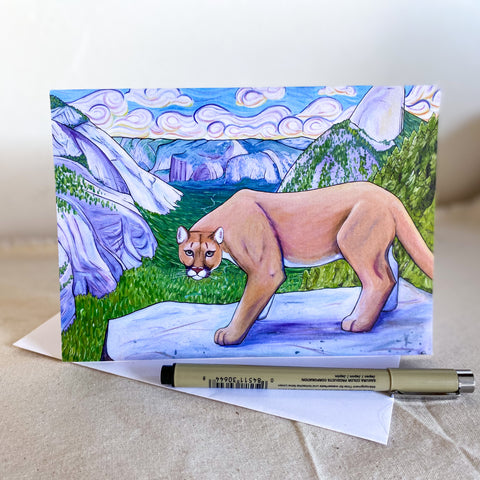 mountain lion yosemite cougar puma greeting note card