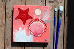 acrylic pour seashell acrylic painting. beach decor, ocean art