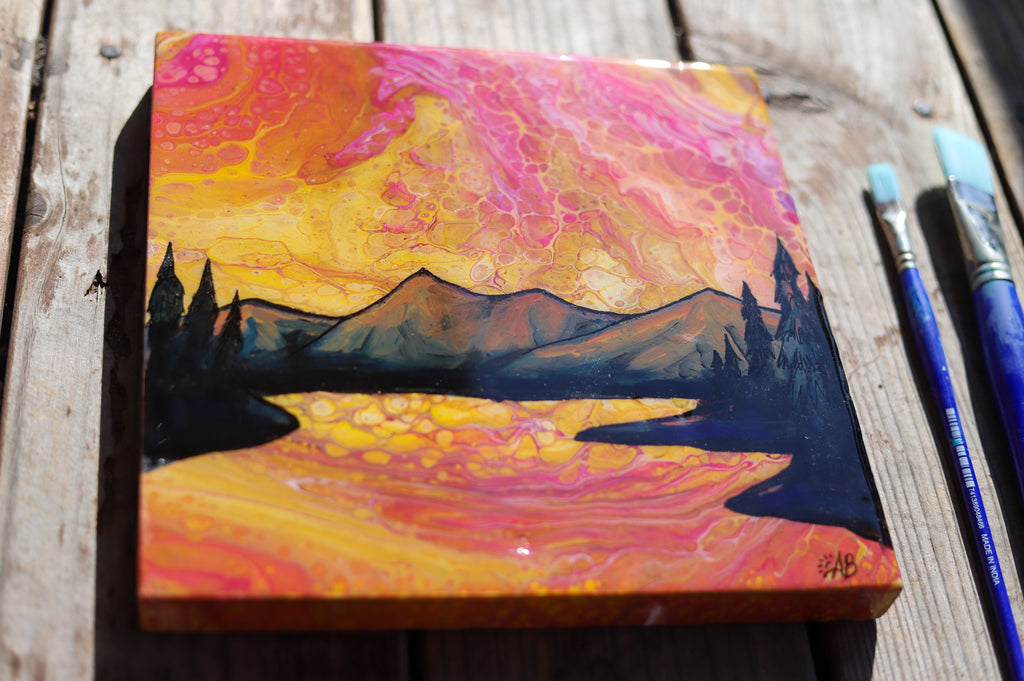 Sunset Reflections Original Acrylic Painting – Follow the Sun