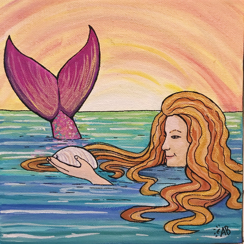 mermaid painting, follow the sun art, anastasiya bachmanova