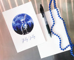 Starry Hare holiday card, follow the sun art