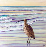 long billed curlew acrylic painting