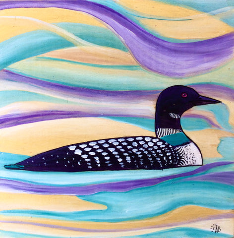 common loon acrylic painting