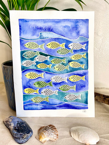 fish original watercolor painting
