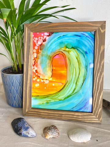 alcohol ink wave surf art