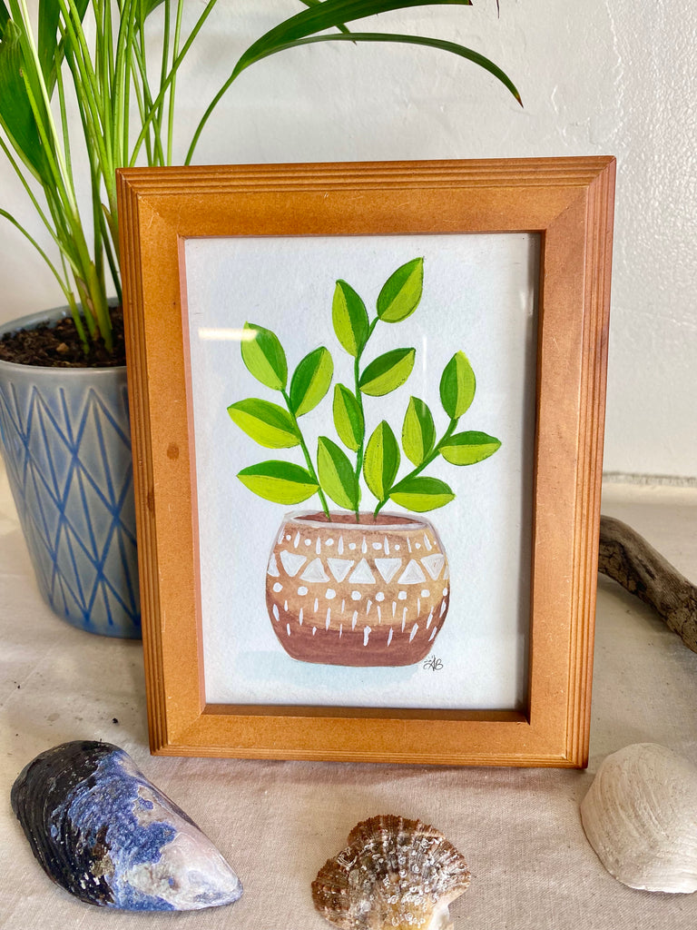 paint potted plants "Potted Plant" Original Gouache Painting