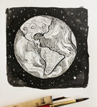 earth illustration, earth drawing, follow the sun art, inktober