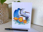 pelican california poppy ocean greeting card