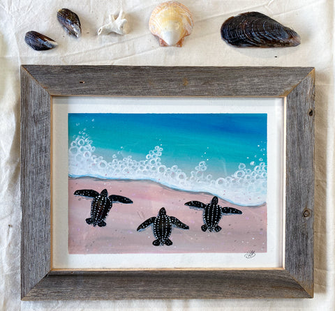 baby leatherback sea turtle painting