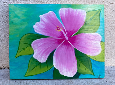 pink hibiscus original painting