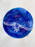 Starry Owl Mix Media Painting