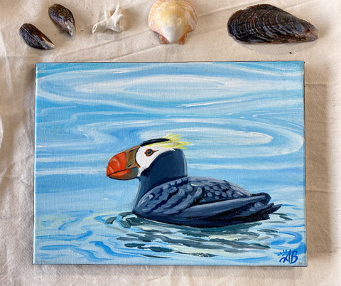puffin acrylic painting