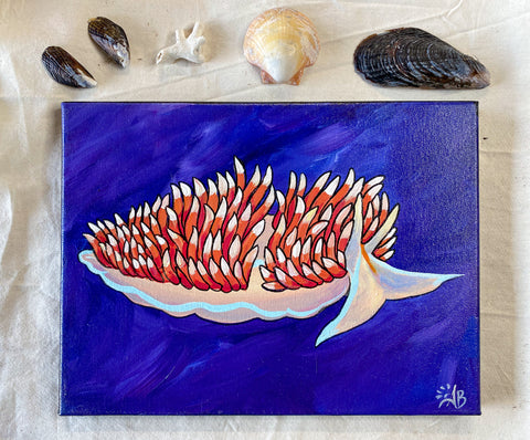 opalescent nudibranch acrylic painting