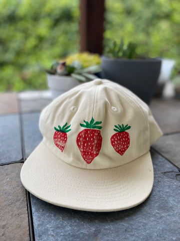 strawberry blockprint hat