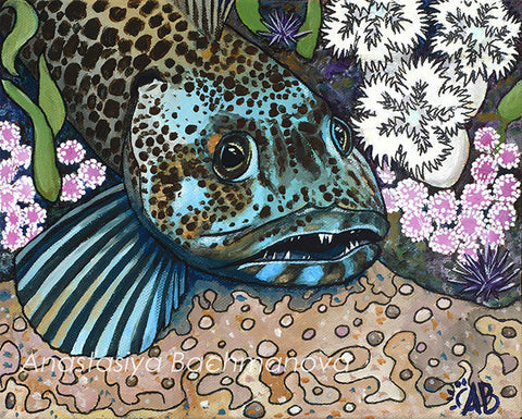 Lingcod painting Follow the Sun Art