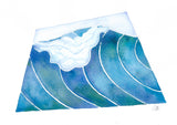 surf art, wave watercolor painting follow the sun art