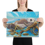 Sea Otter Mom & Pup Canvas Print