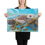 Sea Otter Mom & Pup Canvas Print