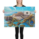 Sea Otter Mom & Pup Canvas Print