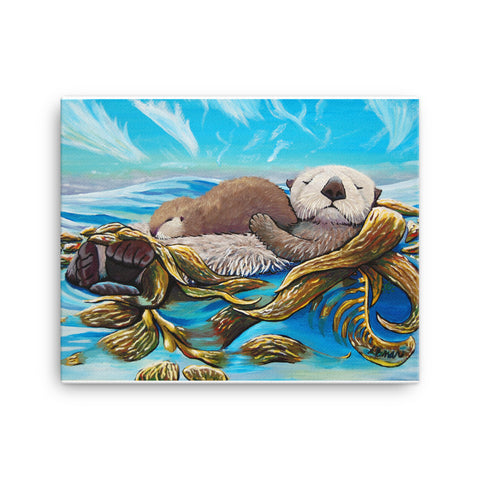 Sea Otter Mom & Pup Canvas Print