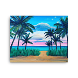 sunset beach palm trees wall art