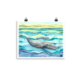 grey whale mom and calf art print