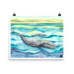 gray whale mom and calf watercolor painting