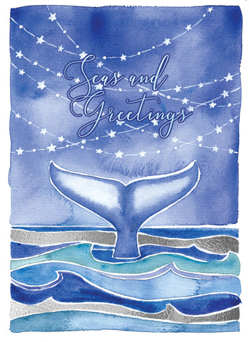 whale ocean holiday christmas card