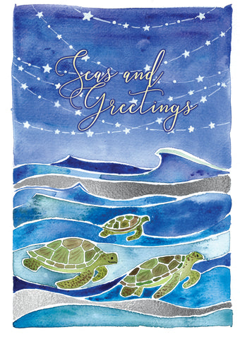 sea turtle ocean holiday christmas card